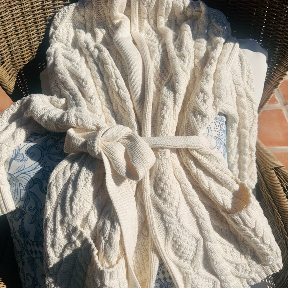 Black label Ralph Lauren Cream Cable Knit  Cardigan Sweater Jacket - Picture 3 of 4